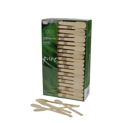 NONF.Roerstaaf BioBased Hout Pure 13 cm.1000 stuks PapStar