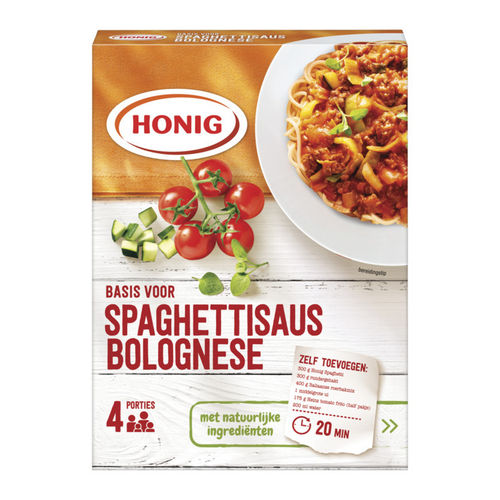 SAUS.Basis voor Spaghettisaus Bolognese Doosje 41 gram Honig