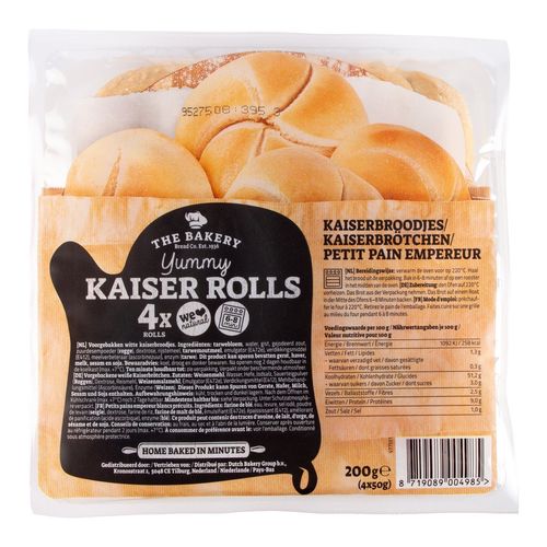 BROOD.Afbak Kaiserbroodjes Wit 4 x 50 gram
