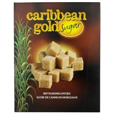 SUIKER.Rietsuikerklontjes Doosje 500 gram Carribbean Gold