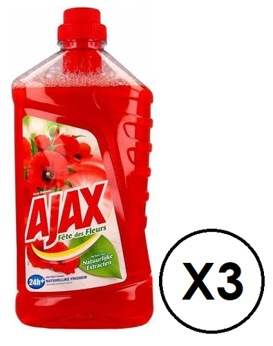 REIN.Ajax Allesreiniger Rode Bloemen Tray 3 x 1.25 LTR.