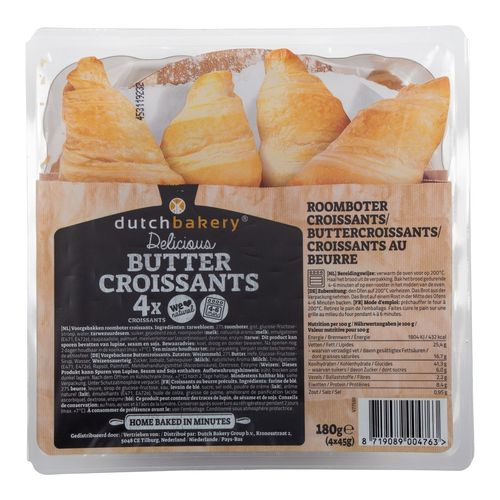 BROOD.Afbak Croissants Roomboter 4x45 gram DutchB